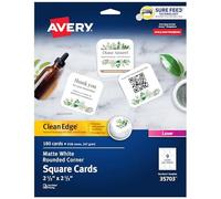 (TG. 2.5" x 2.5") Avery Square Cards with Rounded Edges, 2.5" x 2.5", Clean Edge