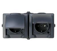 (TG. 2-fach Steckdose) Kopp 991100004 - Set risparmio Nautic, Nero, 137015003 -