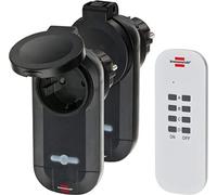Brennenstuhl 1507030 Set Interruttore Radio Comfort-Line RC CE1 0201" IP44, 3 Pezzi, Nero e Bianco, 2 Funksteckdosen Außenbereich