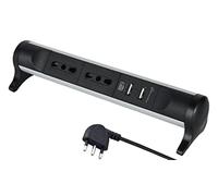 (TG. 2 Posti + 2 USB Slim) Electraline 61914 Multipresa Scrivania Alu-Line di De