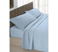 (TG. 2 Posti) Italian Bed Linen Max Color Completo Letto, 100% Cotone, Azzurro,