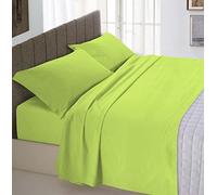 (TG. 2 Posti) Italian Bed Linen Max Color Completo Letto, 100% Cotone, Verde Aci