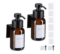 (TG. 2 pz.) Relaxdays Dispenser di Sapone da Parete, 2 pz. Portasapone Ricaricab