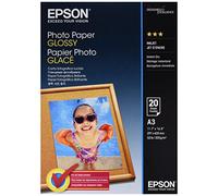 (TG. 20 Fogli) Epson Carta Fotografica Glossy, A3, 20 Fogli, Bianco - NUOVO
