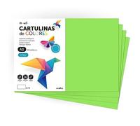 Cartulina de Colores, Cartulina A3, Folios Colores 180gr, Bloc cartulina colores intensos, Ideal para Manualidades, Imprimir tus Documentos y Diseños Creativos · m-office (200 Hojas, Verde)