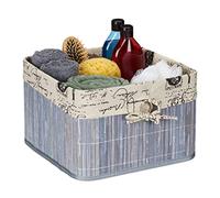 (TG. 20x31x31 cm) Relaxdays Cesto Portaoggetti, in bambù, Rivestimento in Polie