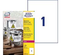 (TG. 210 x 297 mm) Avery L4775-100 Etichette Ultra Resistenti Poliestere, Certif
