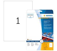 HERMA Etichette Impermeabili, 210 x 297 mm, Etichette Adesive A4 per Stampante, 1 Etichette per Foglio, Bianco