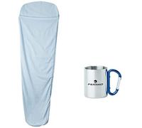 (TG. 220x80x50 cm) Ferrino Comfort Liner Mummy, Sacco Lenzuolo Azzurro, 220x80x5