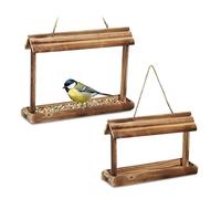 (TG. 23,5 x 31,5 x 8 cm) Relaxdays Mangiatoia per Uccelli in Set da 2, Base in L