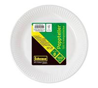 (TG. 23 cm) Idena 58250 - Piatti per feste bianchi, 100 pezzi, diametro 23 cm, e