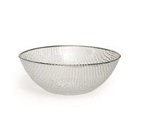 (TG. 23x23x10 cm) Excelsa Platinum Insalatiera, Trasparente/Bordo Argento, 23x23