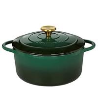 (TG. 24 cm) Küchenprofi Rostiera in ghisa con coperchio, interno verde/nero, 24