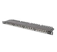 DIGI 91624SSLEA - Pannello patch, Cat. 6a, 0,5 U, 24 porte, schermato, nero