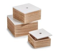 (TG. 24 x 24 x 14 cm) Zeller 15148 - Scatola portaoggetti, Legno, Bianco/Natur