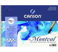 (TG. 24 x 32 cm) 'Canson Blocco a spirale AQ Montval Fein Acquerelli, 300 G/MQ,