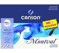 (TG. 24 x 32 cm) Canson - Carta per acquerelli Montval, colore: bianco naturale