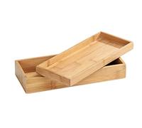 (TG. 24 x 6 x 10 cm) Wenko Organizer in bambù a 3 scomparti, serie Terra, marro