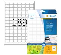 (TG. 25,4 x 10 mm) HERMA 10700 Etichette riciclate, 20 fogli, 25,4 x 10 mm, 189