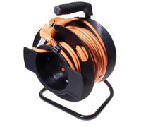 (TG. 25 m) PremiumCord Avvolgicavo 230V 25m con 1 Presa, Prolunga, Protezione Te