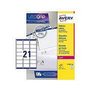 (TG. 250 fogli) Avery Italia, Etichette bianche per indirizzi per buste 63,5x38,