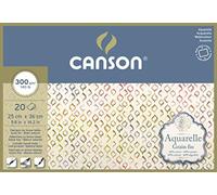 (TG. 25x36cm) Canson Aquarelle - Blocco per acquerelli, collati 4 lati, 25 x 36