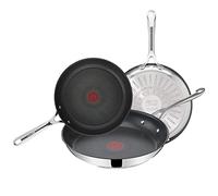 (TG. 28_cm) Tefal E304S344 Set Jamie Oliver x 3 padelle, 20-24-28 cm, Acciaio In