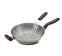 (TG. 28) Lagostina Linea Rossa Wok Acciaio, Alluminio, Argento, 28 cm - NUOVO