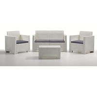 (TG. 281x155x79 cm) Bica 9067 Set Nebraska Salottino 4 Posti, Bianco, 281 x 155