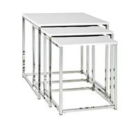 (TG. 29/34/39 x 29/34/39 x 36/39/42 cm) Haku Möbel Set di 3 Tavoli, Bianco Crom
