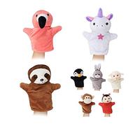 (TG. 29 x 20 x 8,5 cm) Relaxdays Burattini, Marionette, Bambini, Set da 8 Animal