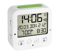 (TG. 3.3 cm x 8.1 cm x 8.1 cm) TFA Dostmann Radio Sveglia, Bianco/Verde, 3.3 cm