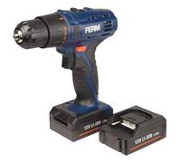 (TG. 3/8_pollice) FERM Trapano avvitatore a batteria 12V - 1.5Ah. Include 2 batt
