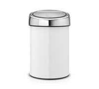 (TG. 3 litri) Brabantia Touch Bin Pattumiera, Acciaio Inossidabile, Bianco, 3 Li