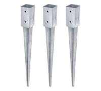 (TG. 3 pezzi) Alberts 211097 - Manicotto a terra per pali quadrati in legno zinc