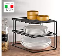 (TG. 3 PIANI) Metaltex Mensola angolare 2 Piani, Nero, 3 - NUOVO