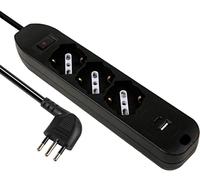 (TG. 3 Posti + 2USB (A+C)) Electraline 61992 Multipresa 3 Posti P40 Polivalenti