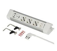 (TG. 3 Posti + 3 USB PD 20W) Electraline 61920 Multipresa Scrivania 3 Posti Poli