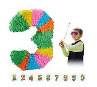 (TG. 3) Relaxdays Pignatta per Feste di Compleanno, Numero 3, da Appendere, per