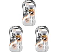 (TG. 3 unit (Confezione da 3)) BIC Rasoio Monouso Frex 5, 3 Zinco Pezzi (Confez