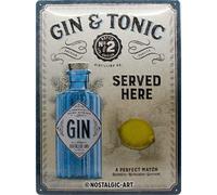 (TG. 30 x 40 cm) Nostalgic-Art Targa Vintage Gin & Tonic Served Here - Idea re