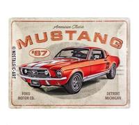(TG. 30 x 40 cm) Nostalgic-Art Targhe Vintage, Ford Mustang - GT 1967 Red -