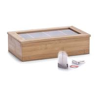 (TG. 33.5x20x9 cm) Zeller 25326 Contenitore per Bustine di tè, Bambú, Beige, 3