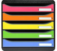 (TG. 34.7 x 27.8 x 27.1) Exacompta 309798D Cassettiere, Nero/Arlecchino, 34.7 x