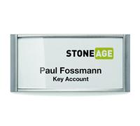 (TG. 34 x 74 mm) Durable 854223 - Portanome con Magnete, Cornice Effetto Allumin