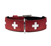(TG. 35.0-43.0 cm) HUNTER Collare Swiss, 50rosso/Nero, Pelle - NUOVO