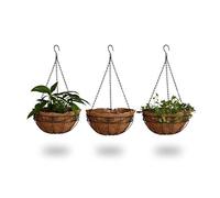 (TG. 35 x 35 x 65 cm) Relaxdays, Marrone 3 Portavasi da Parete, Fibra di Cocco,
