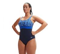 (TG. 36) Speedo Shaping ContourEclipse Printed 1 Piece Costume da Bagno, Blu Nav