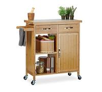 (TG. 36 x 89 x 86 cm) Relaxdays 10020947 Carrello Cucina in Bambù, 4 Rotelle, P