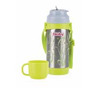 (TG. 360ml) Nuby ID10278 Borraccia Thermos con Bicchiere, Grigio - NUOVO